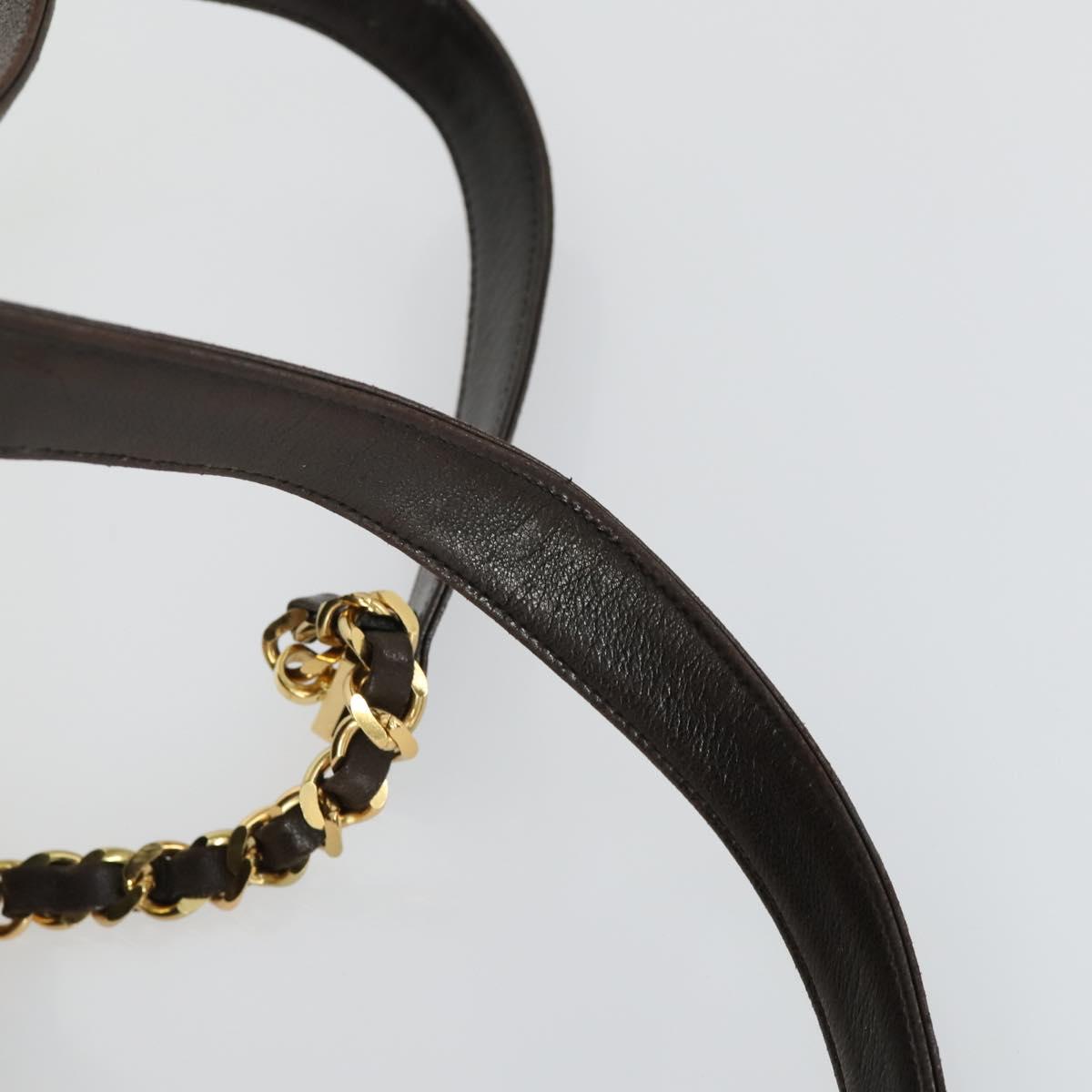 CHANEL Matelasse Backpack Lamb Skin Dark Brown Gold CC Auth ki6346