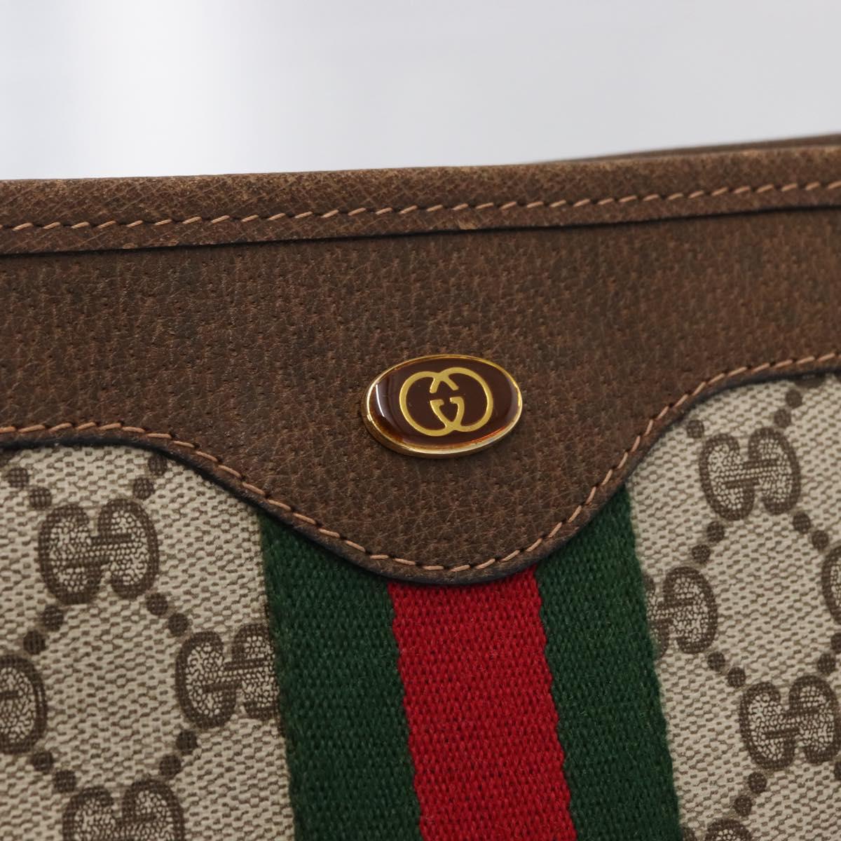 GUCCI GG Supreme Web Sherry Line Tote Bag PVC Beige Gold 010 378 Auth ki6347