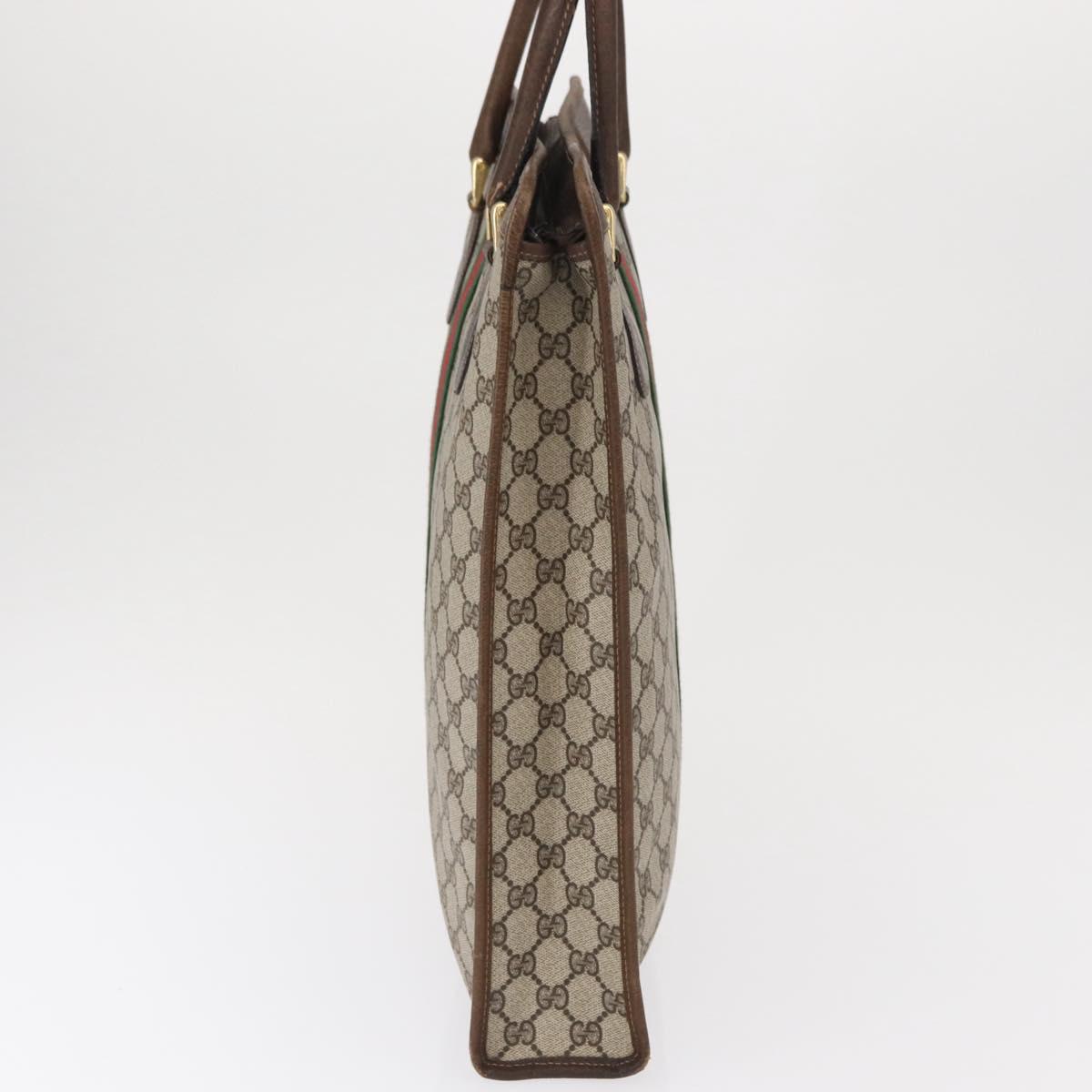 GUCCI GG Supreme Web Sherry Line Tote Bag PVC Beige Gold 010 378 Auth ki6347
