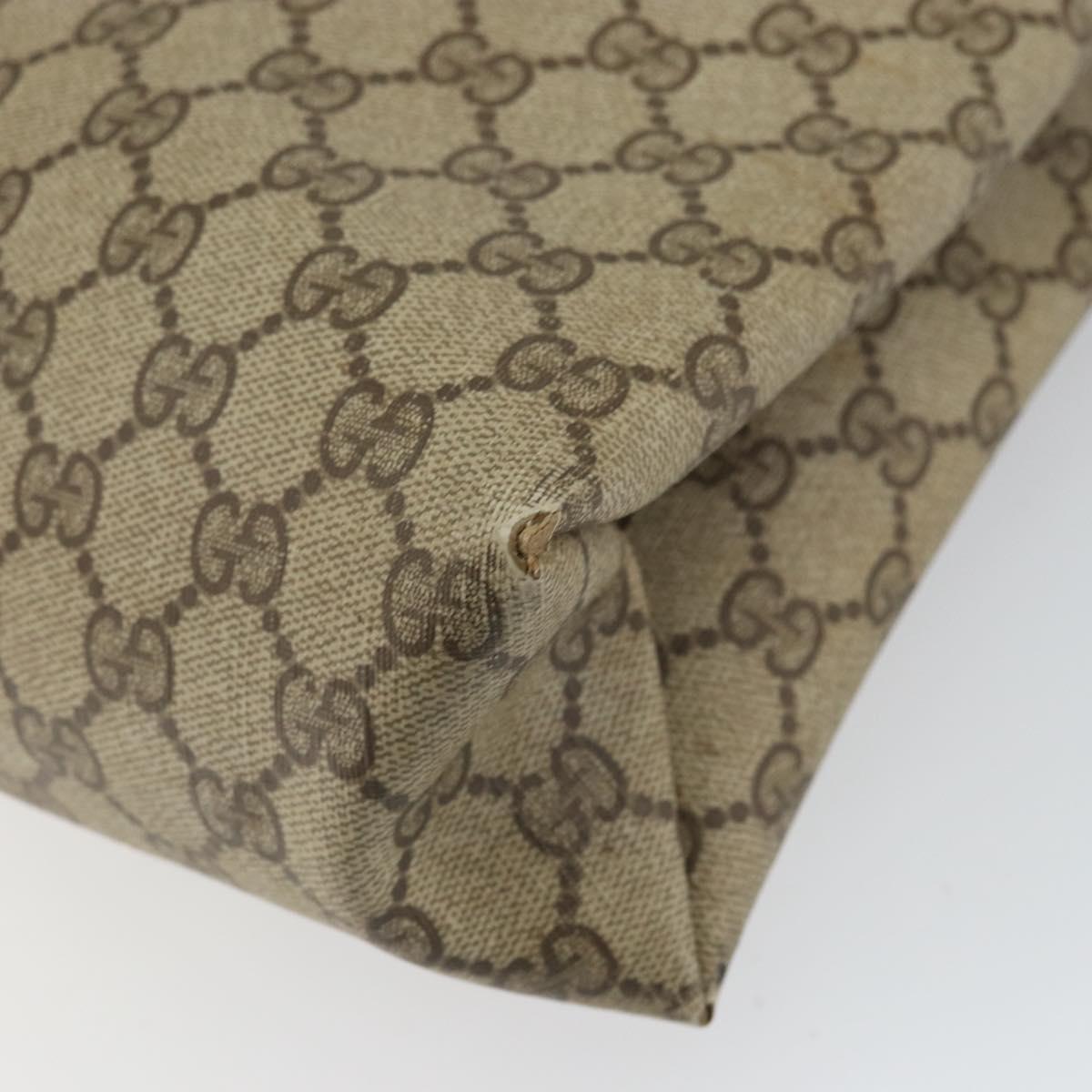 GUCCI GG Supreme Web Sherry Line Tote Bag PVC Beige Gold 39 02 091 Auth ki6348
