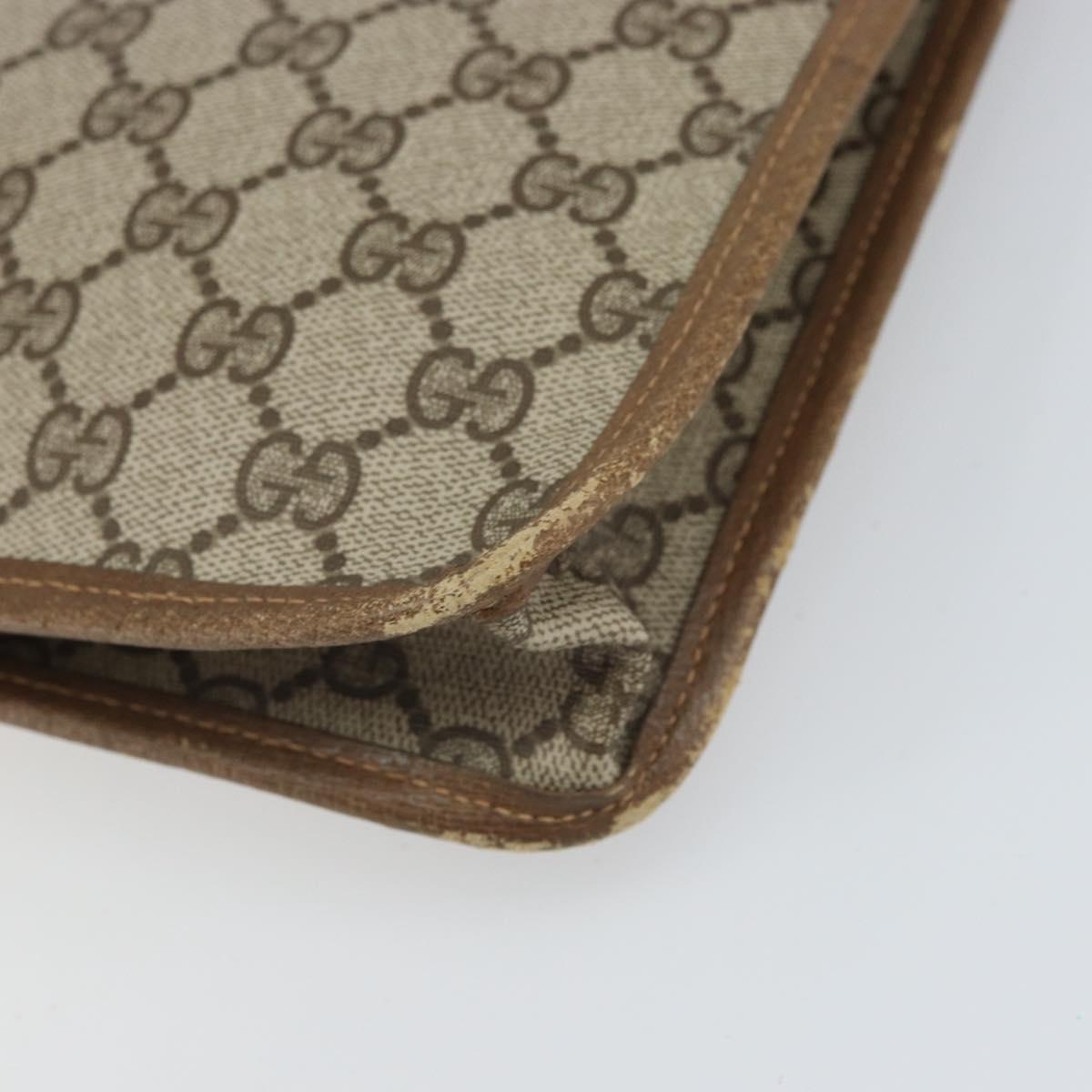 GUCCI GG Supreme Web Sherry Line Clutch Bag PVC Beige 017 37 4125 Auth ki6349