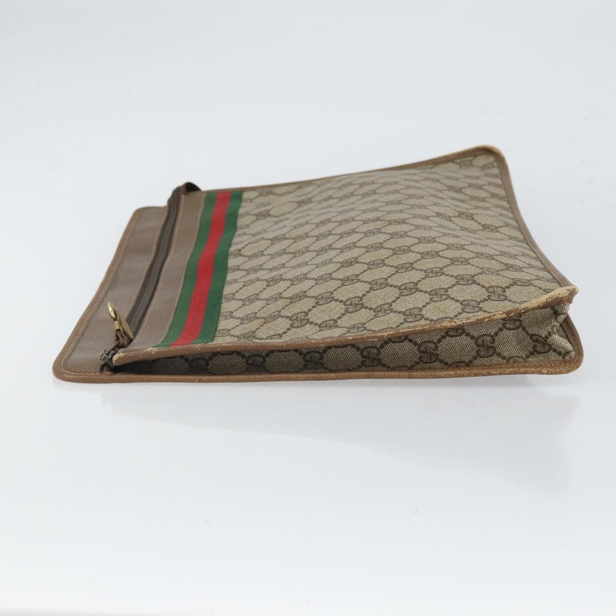 GUCCI GG Supreme Web Sherry Line Clutch Bag PVC Beige 017 37 4125 Auth ki6349