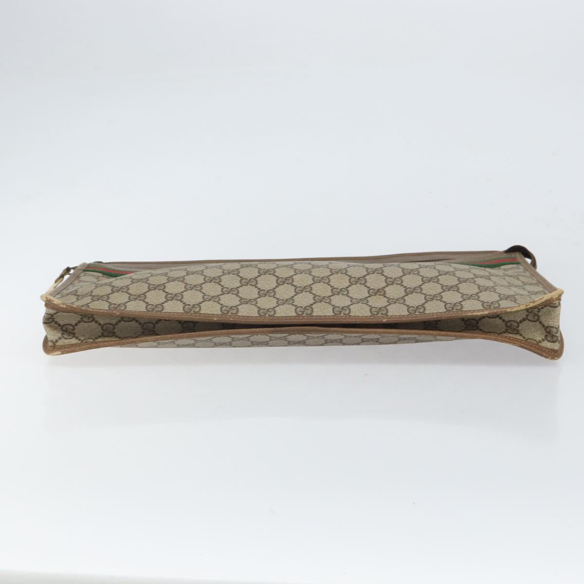 GUCCI GG Supreme Web Sherry Line Clutch Bag PVC Beige 017 37 4125 Auth ki6349