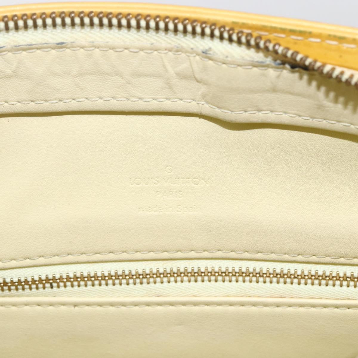 LOUIS VUITTON Monogram Vernis Houston Hand Bag Lime Yellow M91055 LV Auth ki6351