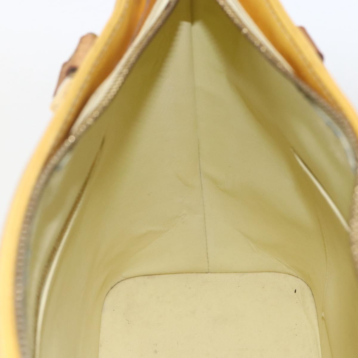 LOUIS VUITTON Monogram Vernis Houston Hand Bag Lime Yellow M91055 LV Auth ki6351