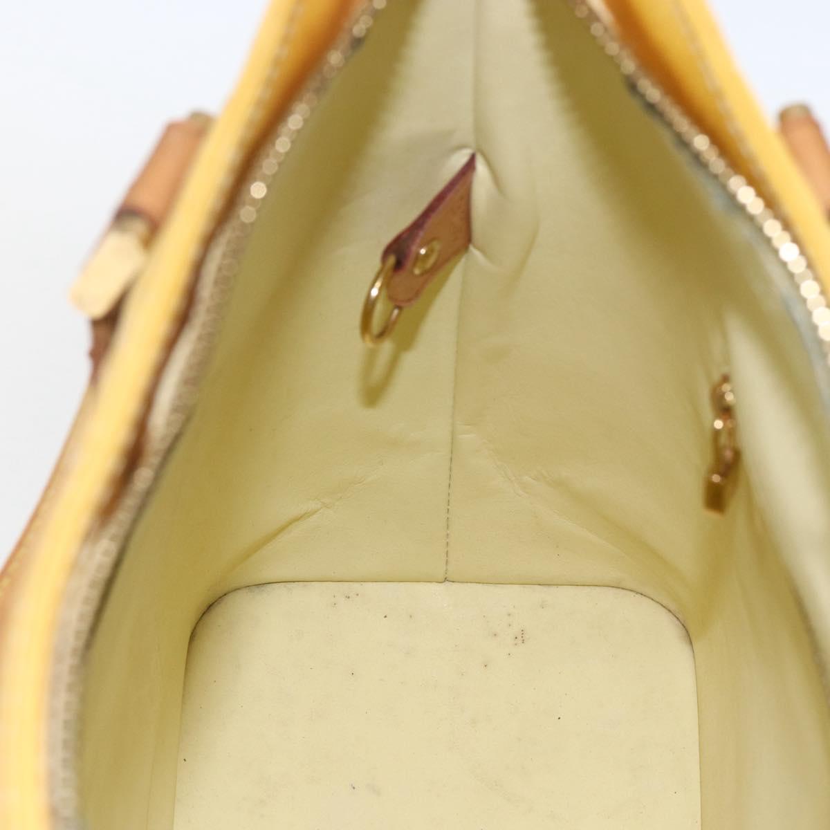 LOUIS VUITTON Monogram Vernis Houston Hand Bag Lime Yellow M91055 LV Auth ki6351