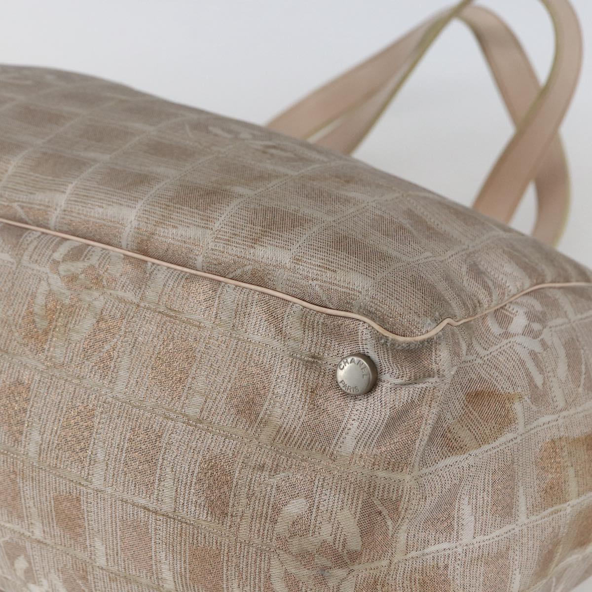 CHANEL New Travel Line Tote Bag Nylon Pink Gold CC Auth ki6352
