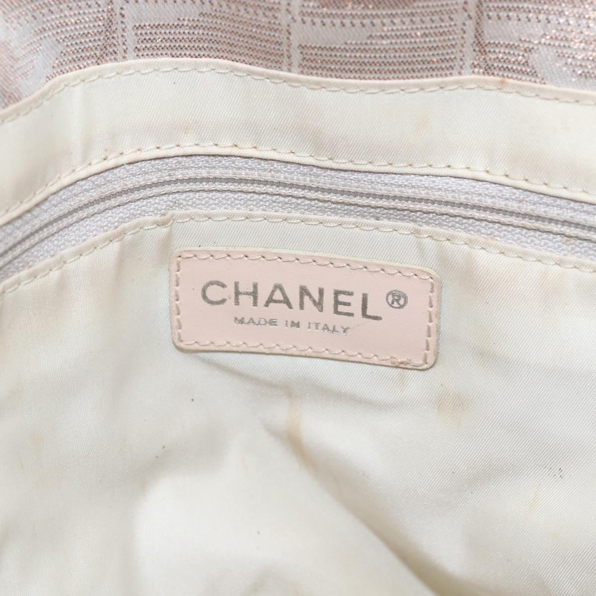 CHANEL New Travel Line Tote Bag Nylon Pink Gold CC Auth ki6352