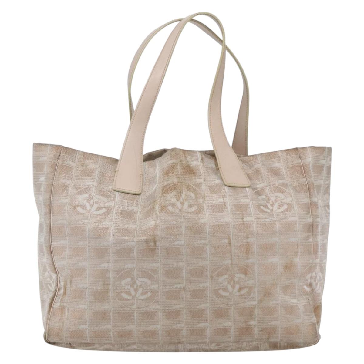 CHANEL New Travel Line Tote Bag Nylon Pink Gold CC Auth ki6352