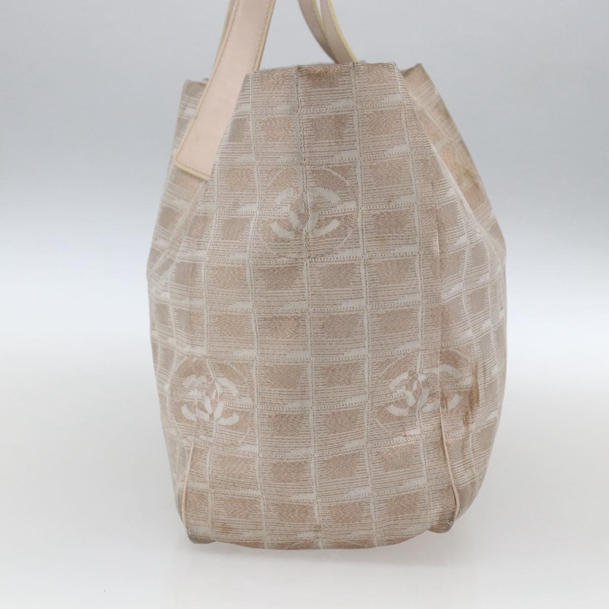 CHANEL New Travel Line Tote Bag Nylon Pink Gold CC Auth ki6352