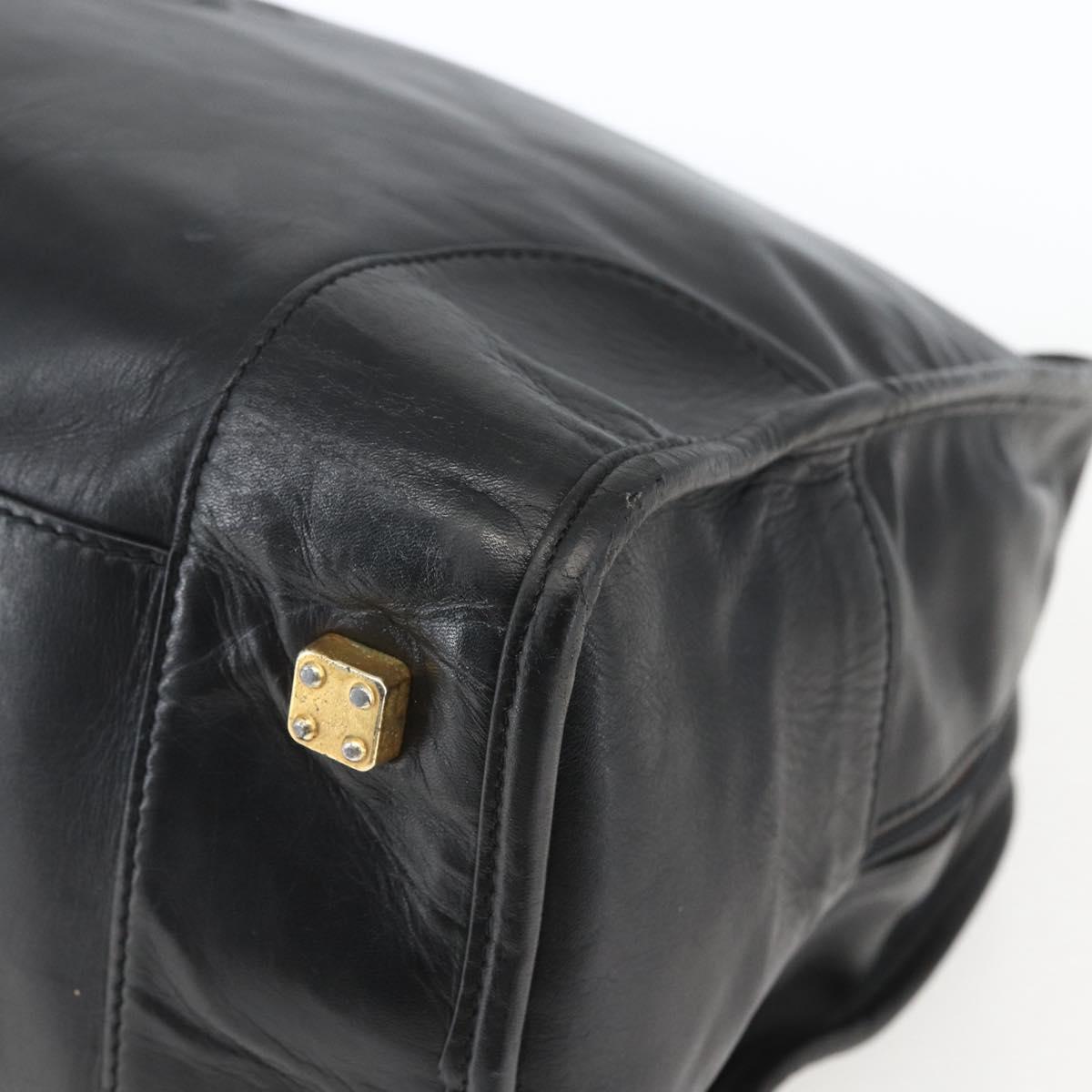 LOEWE Anagram Amazona 40 Hand Bag Leather Gold Black Auth ki6358