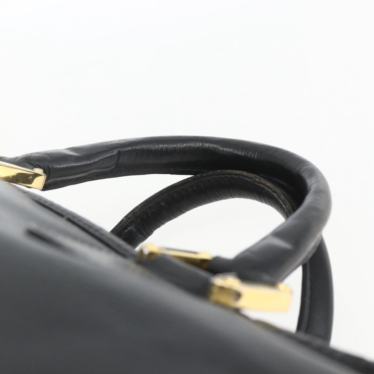 LOEWE Anagram Amazona 40 Hand Bag Leather Gold Black Auth ki6358