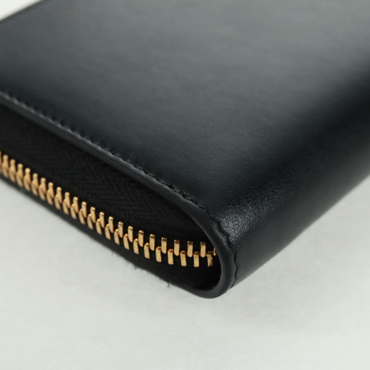 CELINE Triomphe Wallet Leather Black Auth ki6366M