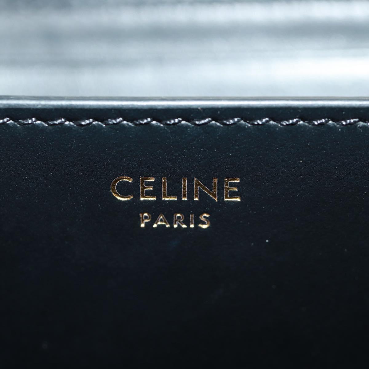 CELINE Triomphe Wallet Leather Black Auth ki6366M