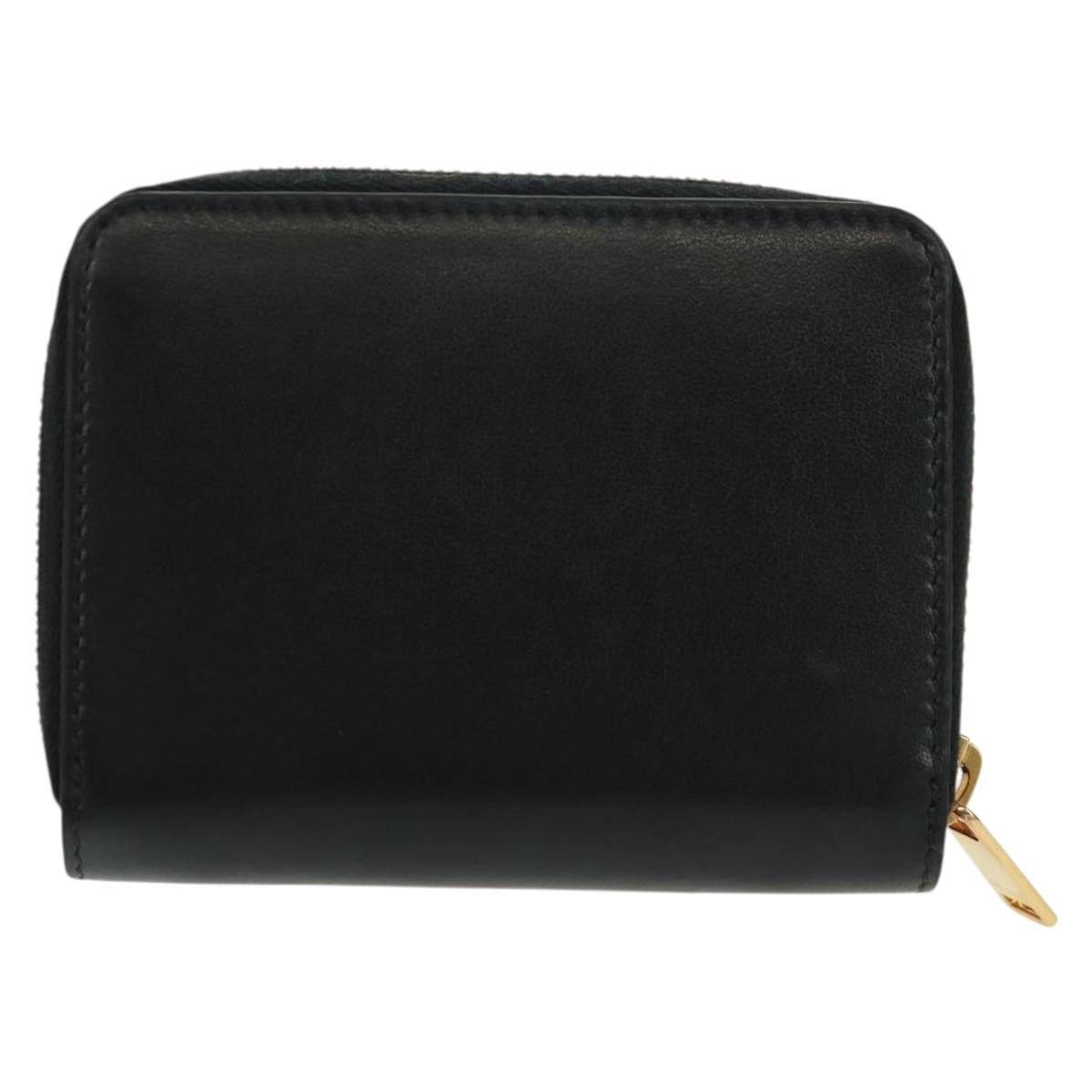 CELINE Triomphe Wallet Leather Black Auth ki6366M