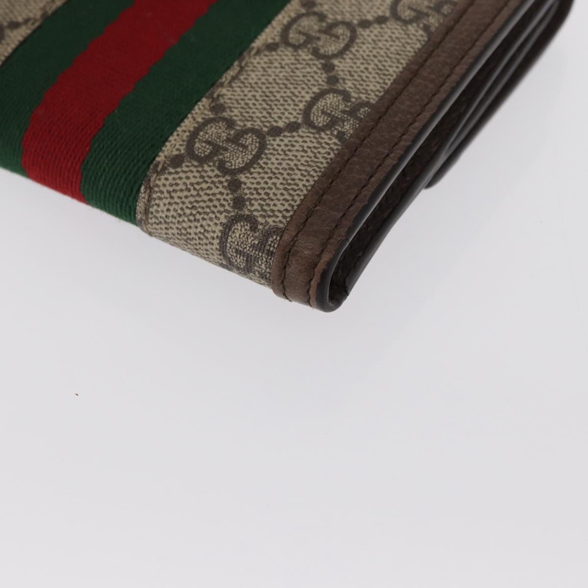 GUCCI GG Supreme Web Sherry Line Wallet PVC Beige Red 523173 Auth ki6372V
