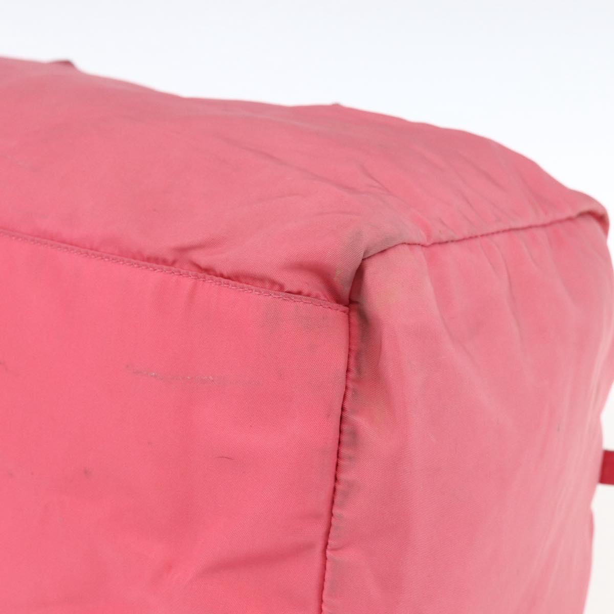 PRADA Boston Bag Nylon Pink Silver Auth ki6378