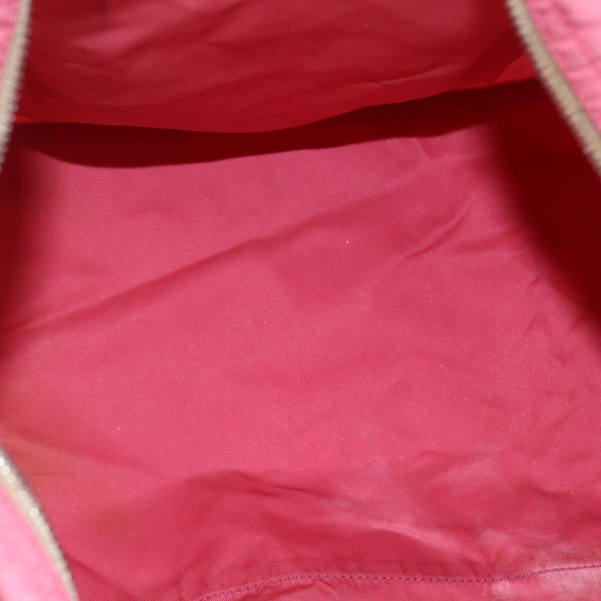 PRADA Boston Bag Nylon Pink Silver Auth ki6378