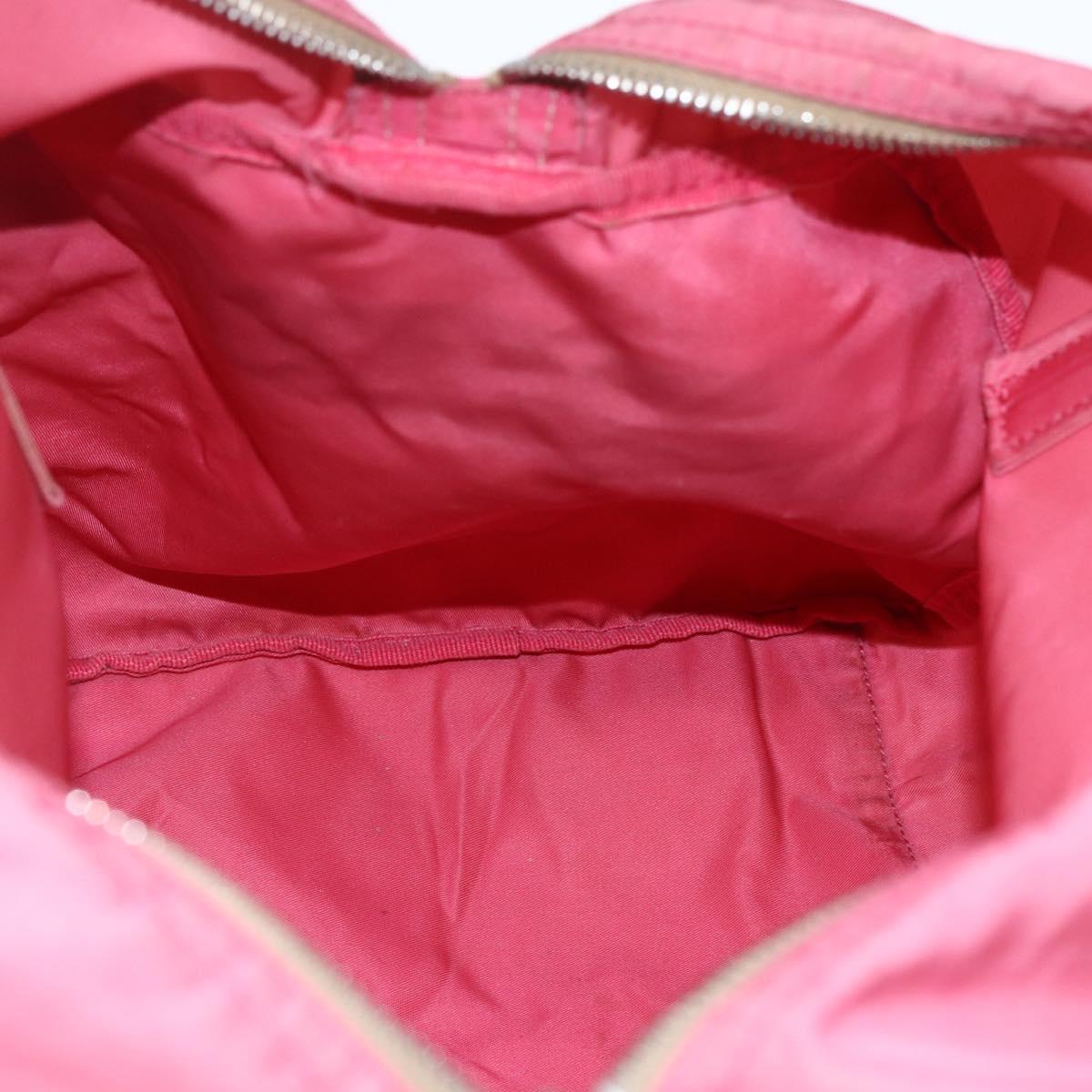 PRADA Boston Bag Nylon Pink Silver Auth ki6378