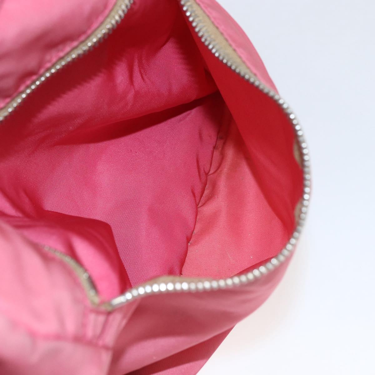 PRADA Boston Bag Nylon Pink Silver Auth ki6378