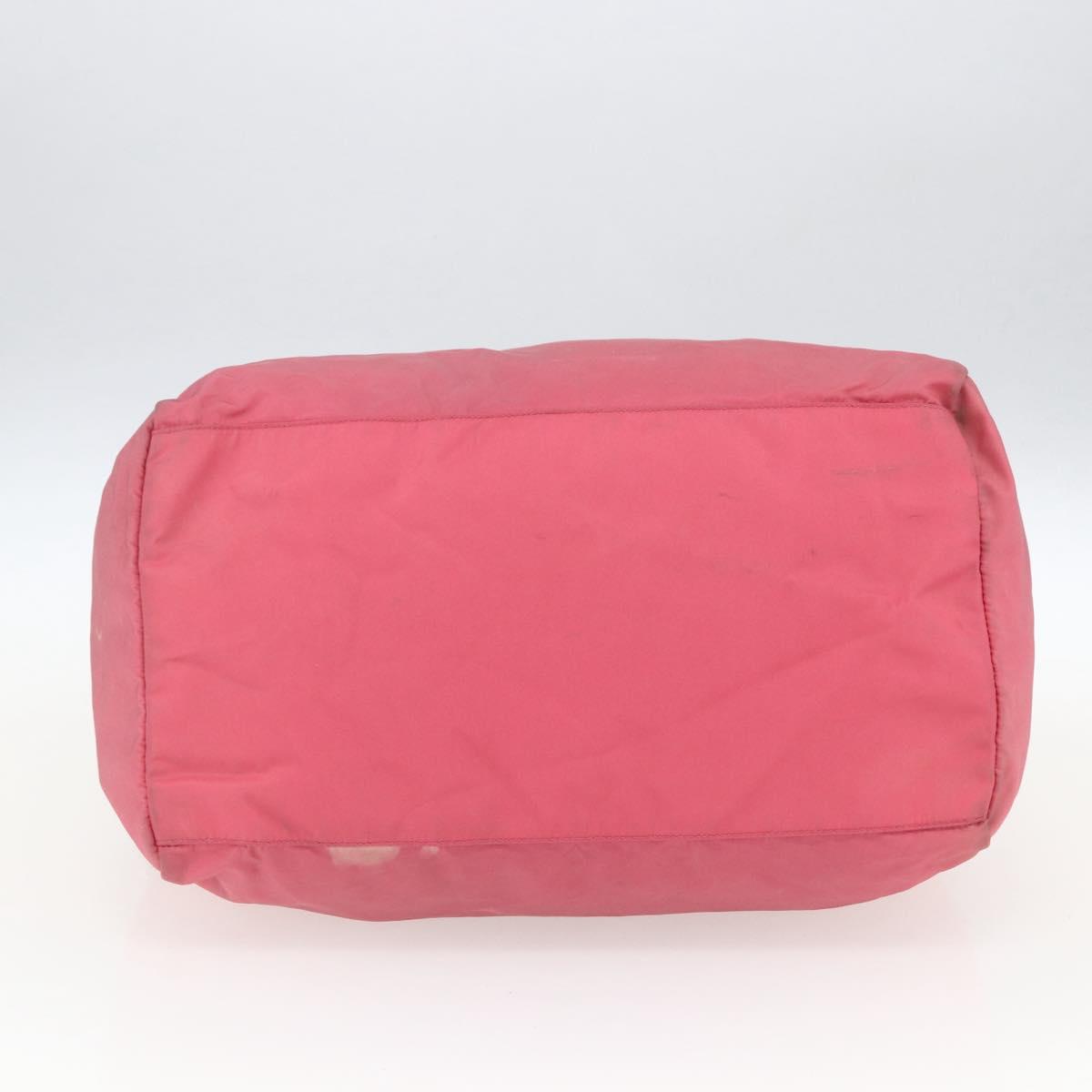 PRADA Boston Bag Nylon Pink Silver Auth ki6378