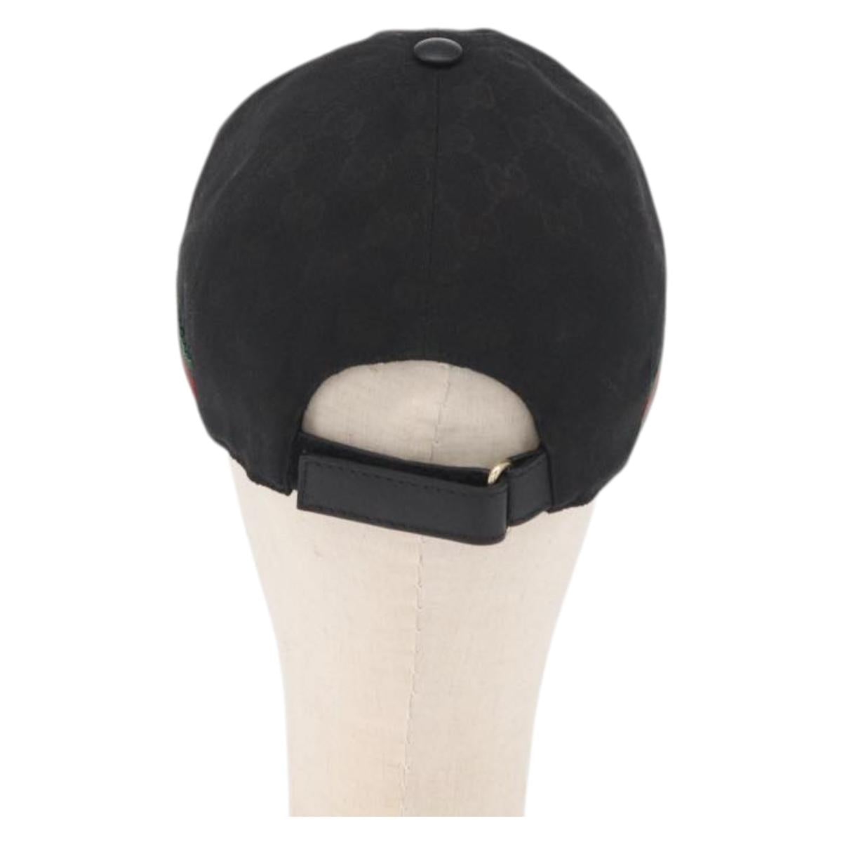 GUCCI Web Sherry Line GG Canvas Baseball Cap L Black 200035 204891 Auth ki6381