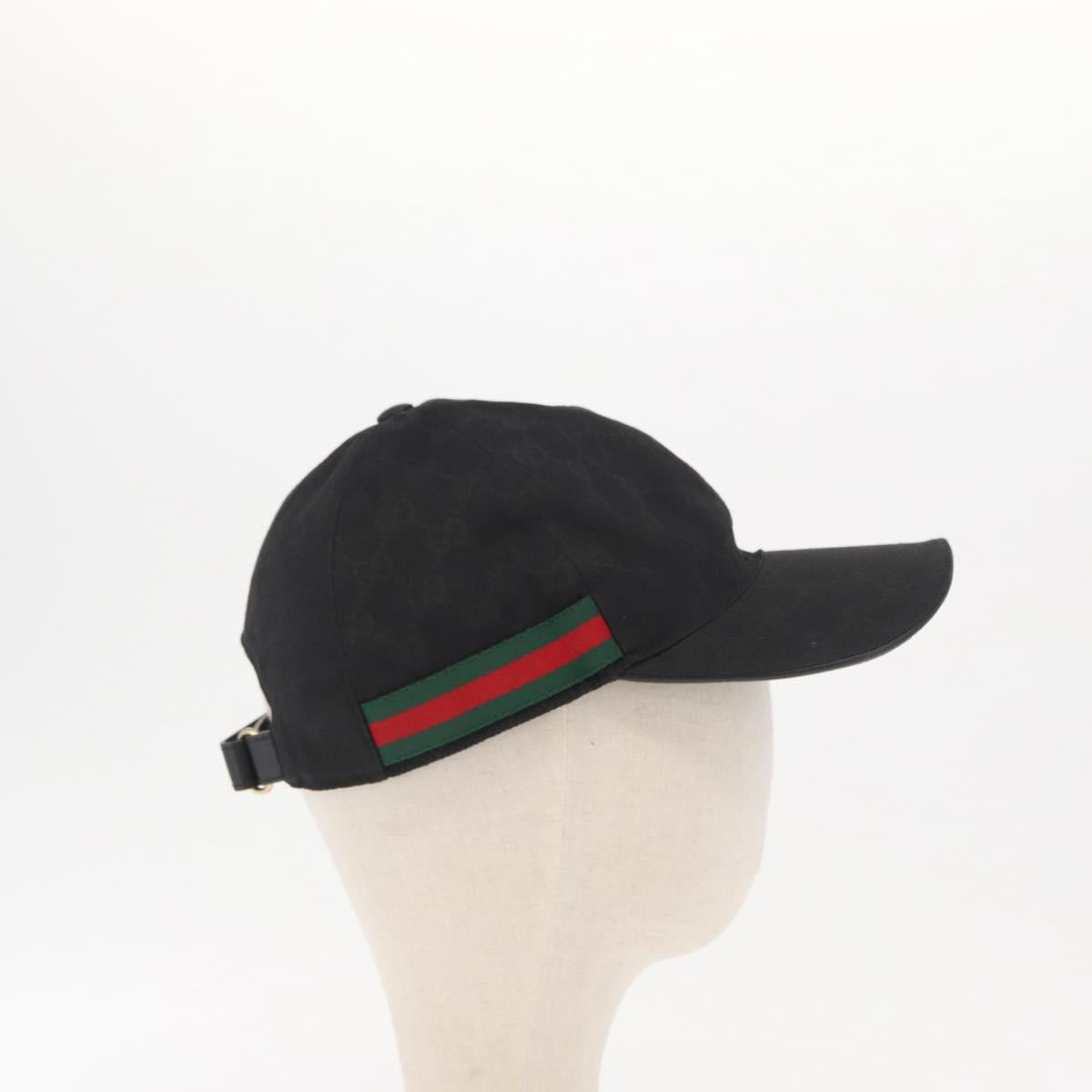 GUCCI Web Sherry Line GG Canvas Baseball Cap L Black 200035 204891 Auth ki6381