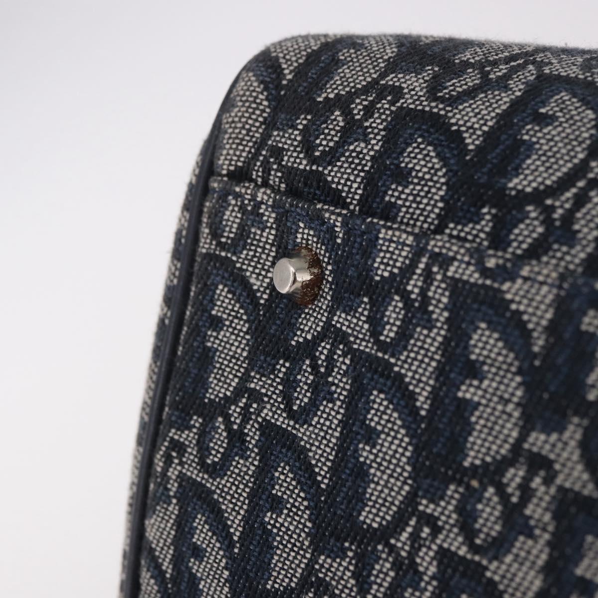 Christian Dior Trotter Canvas Hand Bag Navy Silver Auth ki6384