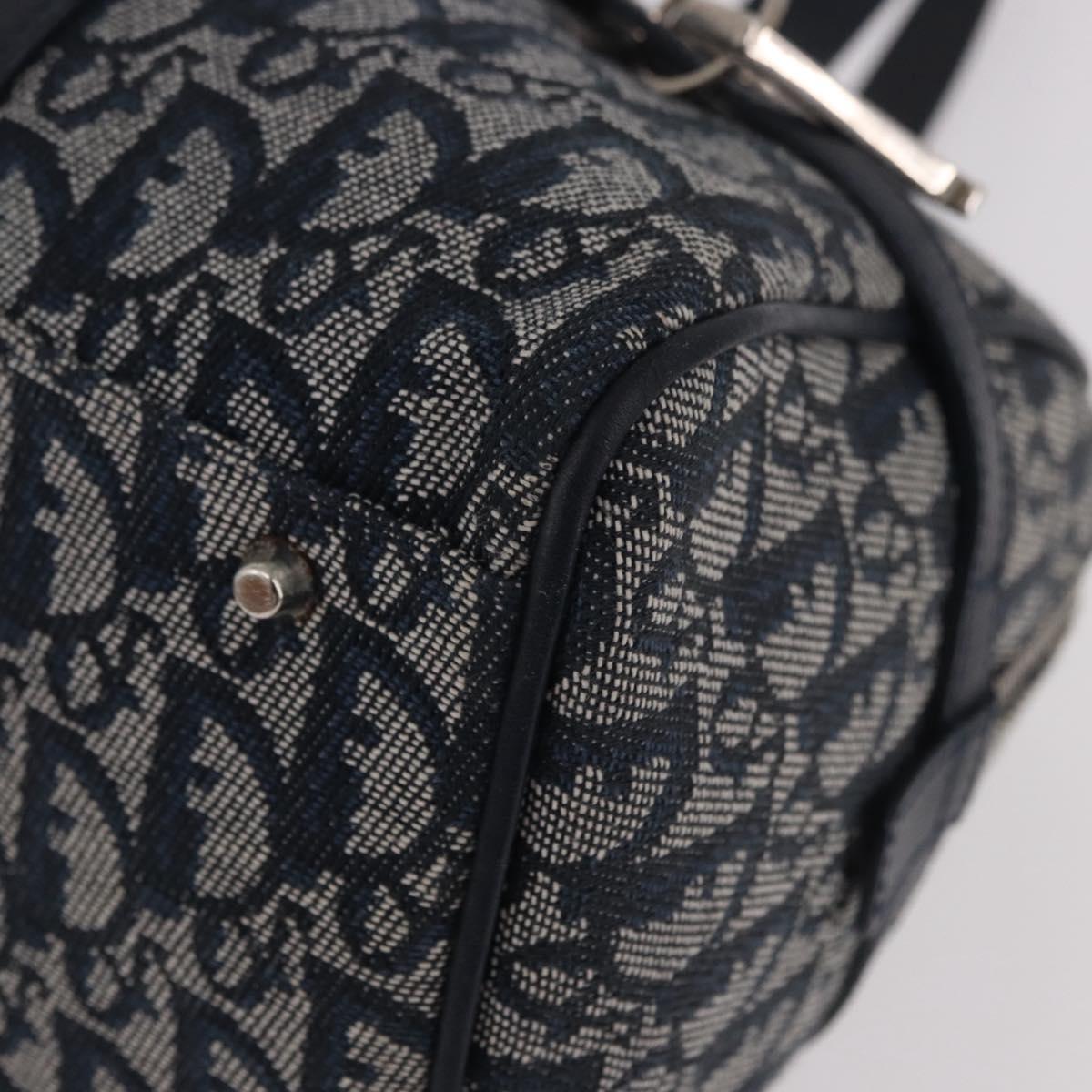 Christian Dior Trotter Canvas Hand Bag Navy Silver Auth ki6384