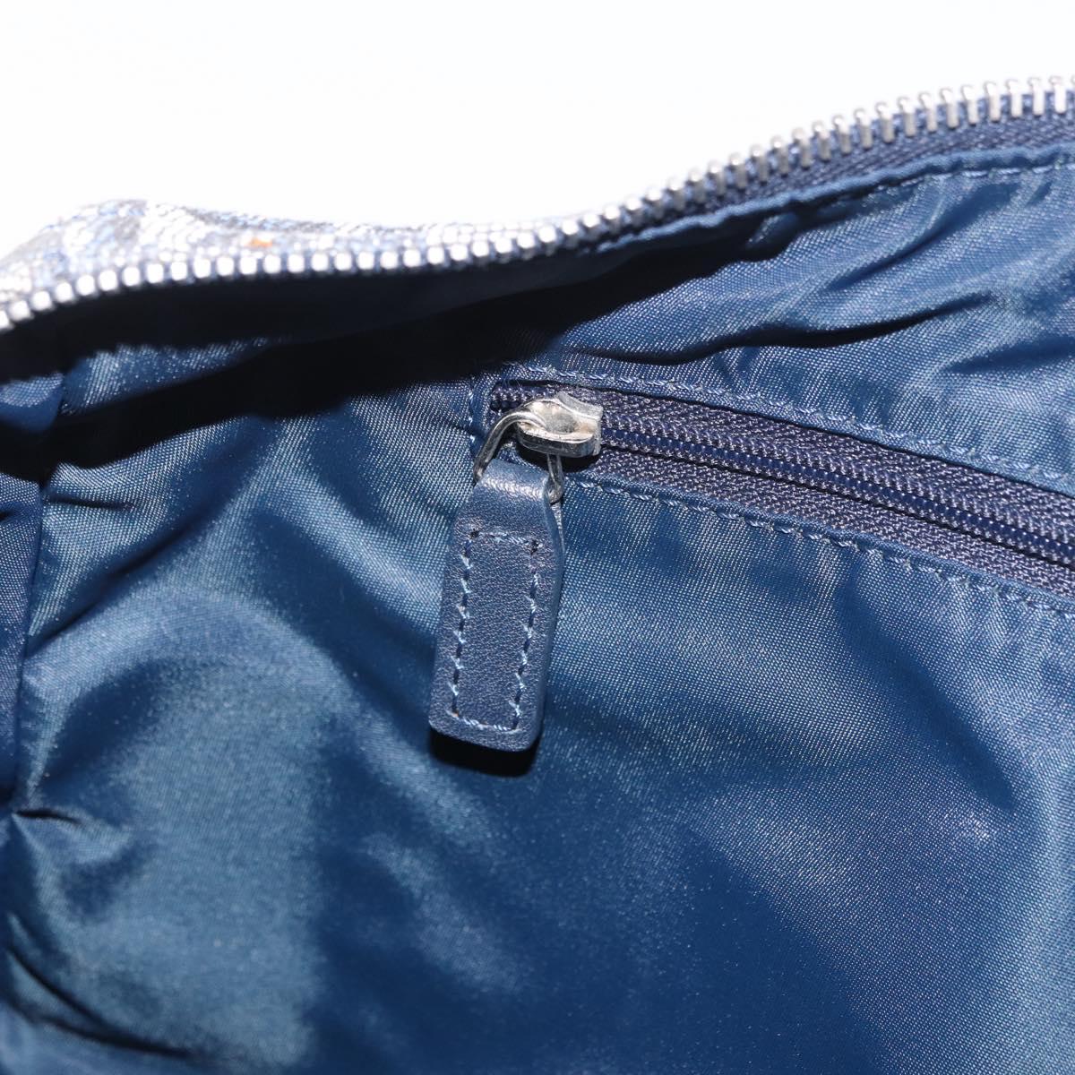 Christian Dior Trotter Canvas Hand Bag Navy Silver Auth ki6384