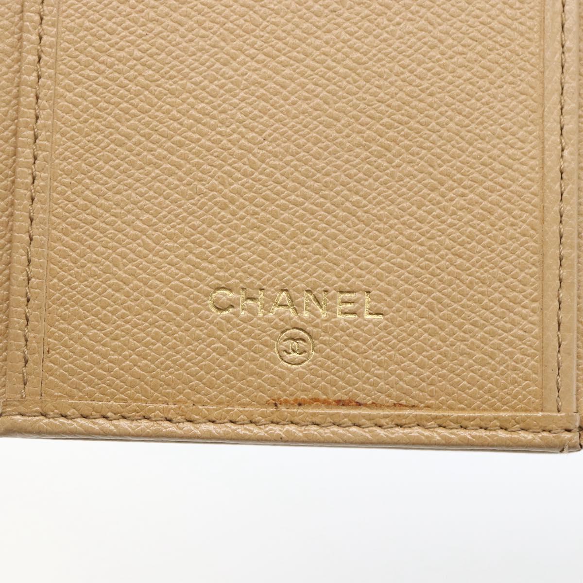 CHANEL COCO Button Long Wallet Leather Beige Gold CC Auth ki6407