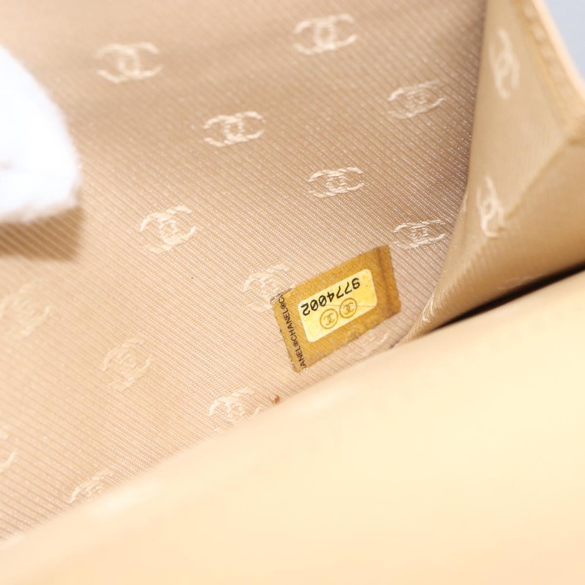 CHANEL COCO Button Long Wallet Leather Beige Gold CC Auth ki6407