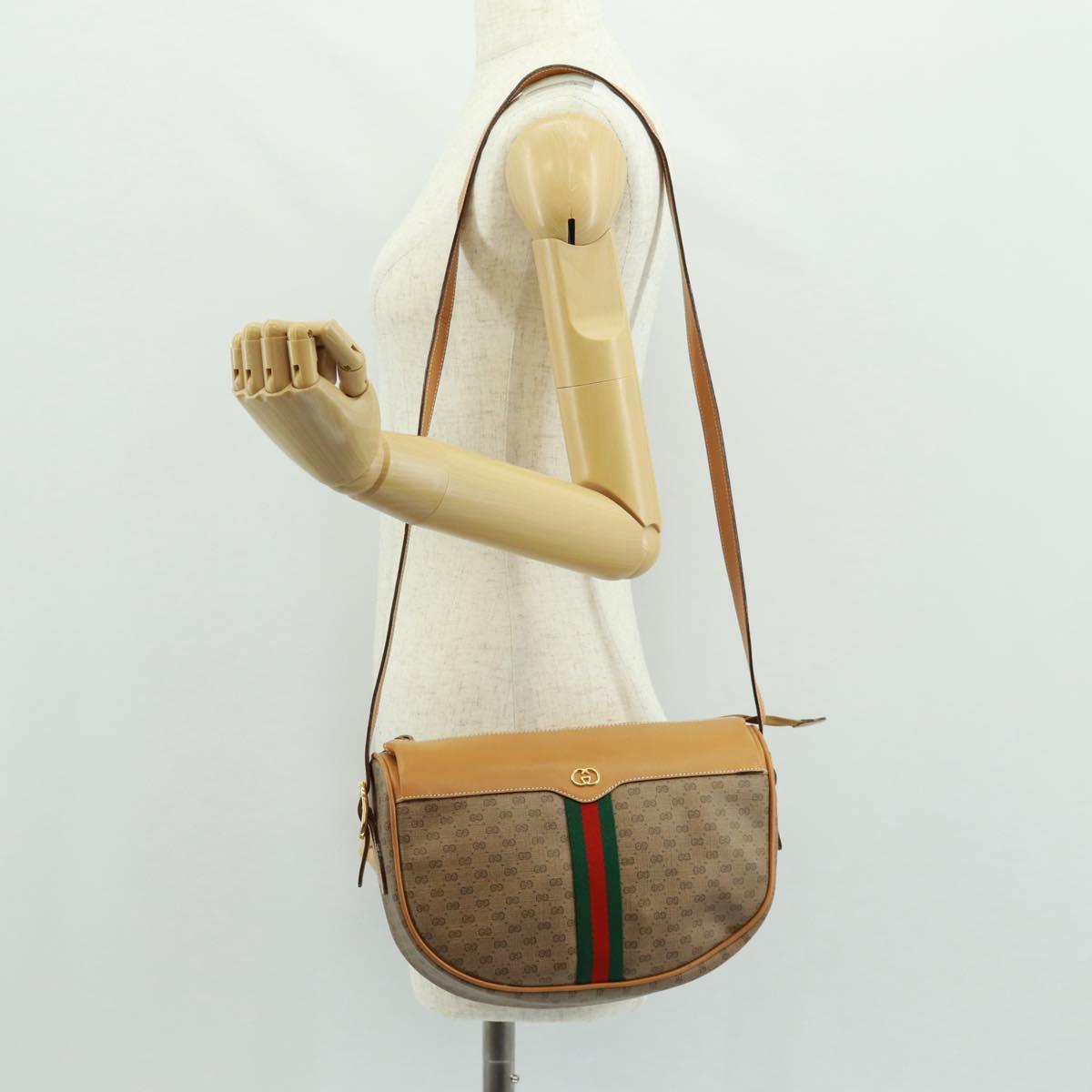 GUCCI Micro GG Supreme Web Sherry Line Bag PVC Beige 001 084 4001 Auth ki6415A