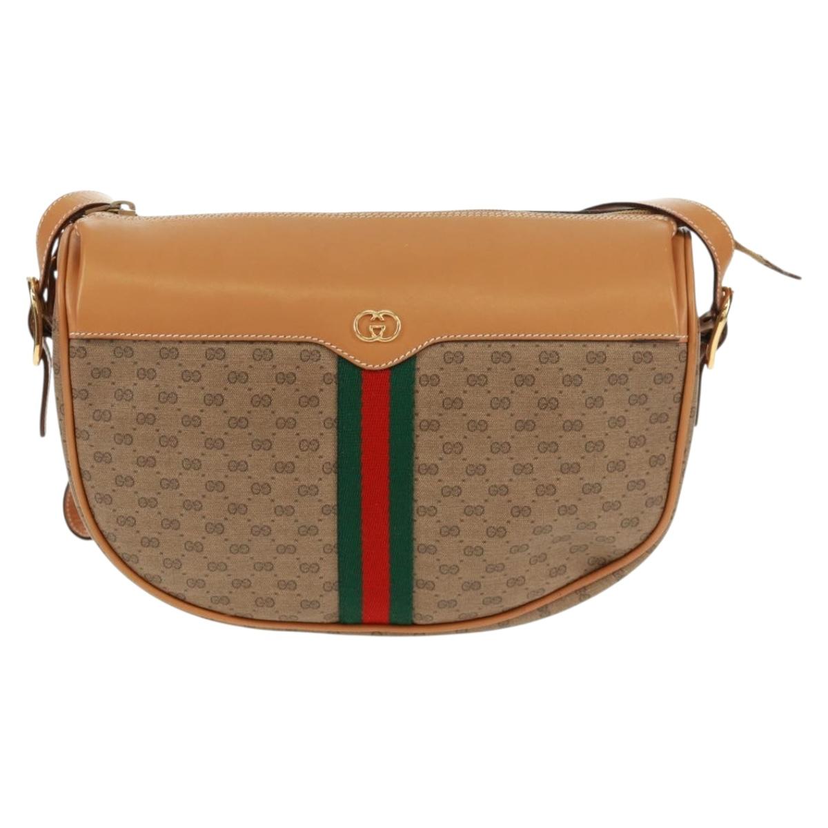 GUCCI Micro GG Supreme Web Sherry Line Bag PVC Beige 001 084 4001 Auth ki6415A