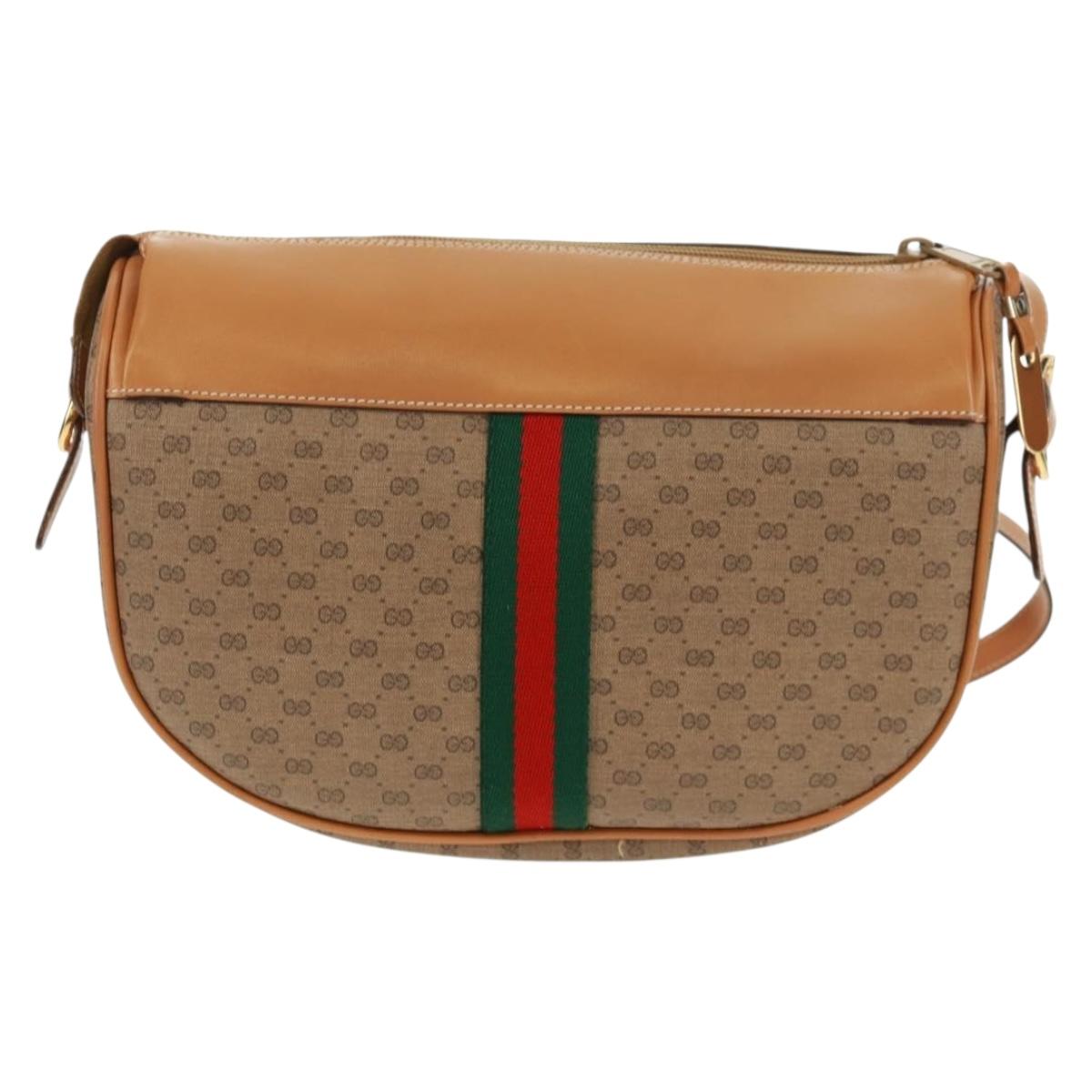GUCCI Micro GG Supreme Web Sherry Line Bag PVC Beige 001 084 4001 Auth ki6415A
