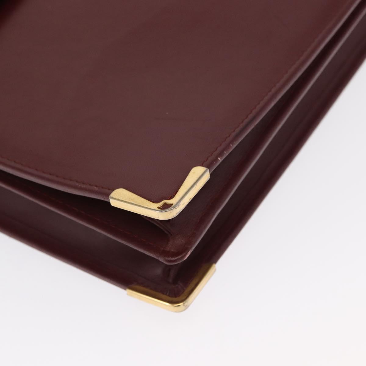 CARTIER Must Line Briefcase Leather Bordeaux Gold Auth ki6416