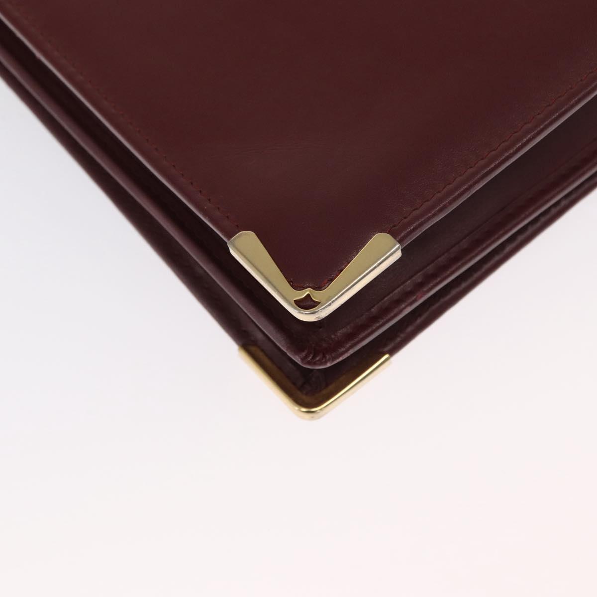 CARTIER Must Line Briefcase Leather Bordeaux Gold Auth ki6416