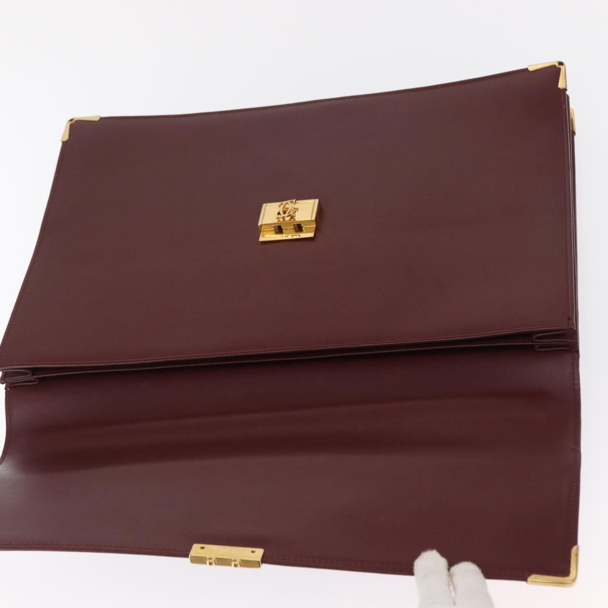 CARTIER Must Line Briefcase Leather Bordeaux Gold Auth ki6416