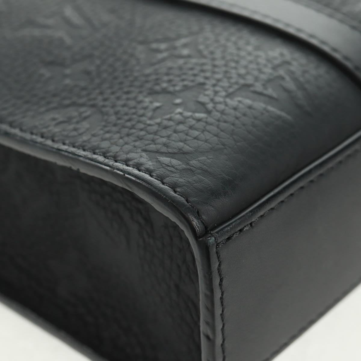 LOUIS VUITTON Taurillon Clemence Sac Plat Cloth Black M21884 Auth ki6418A