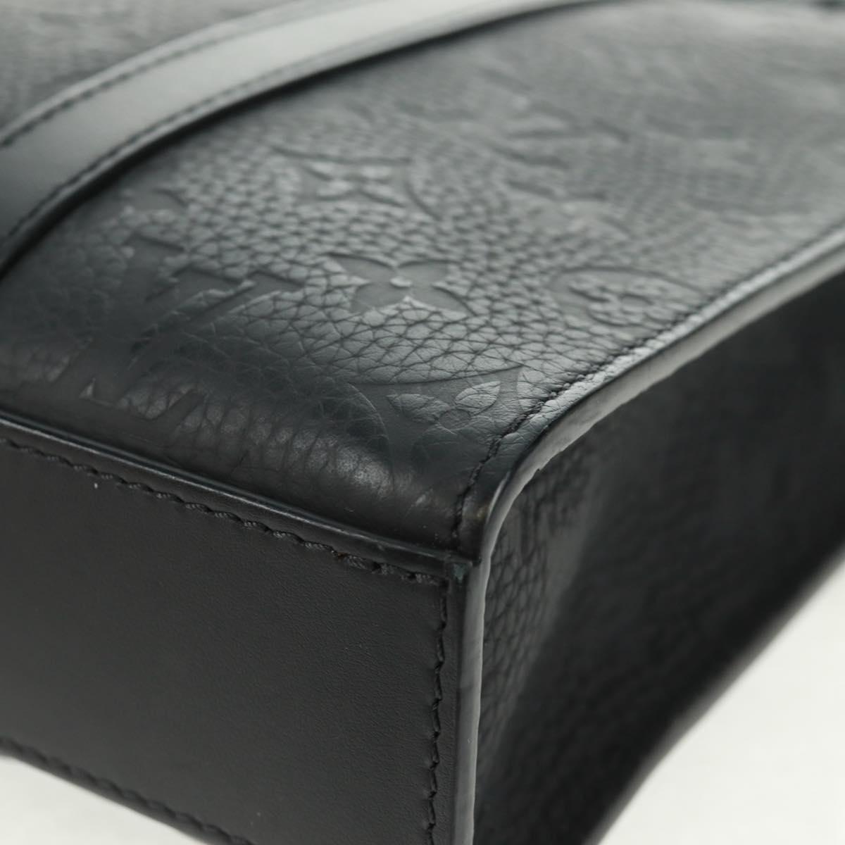 LOUIS VUITTON Taurillon Clemence Sac Plat Cloth Black M21884 Auth ki6418A