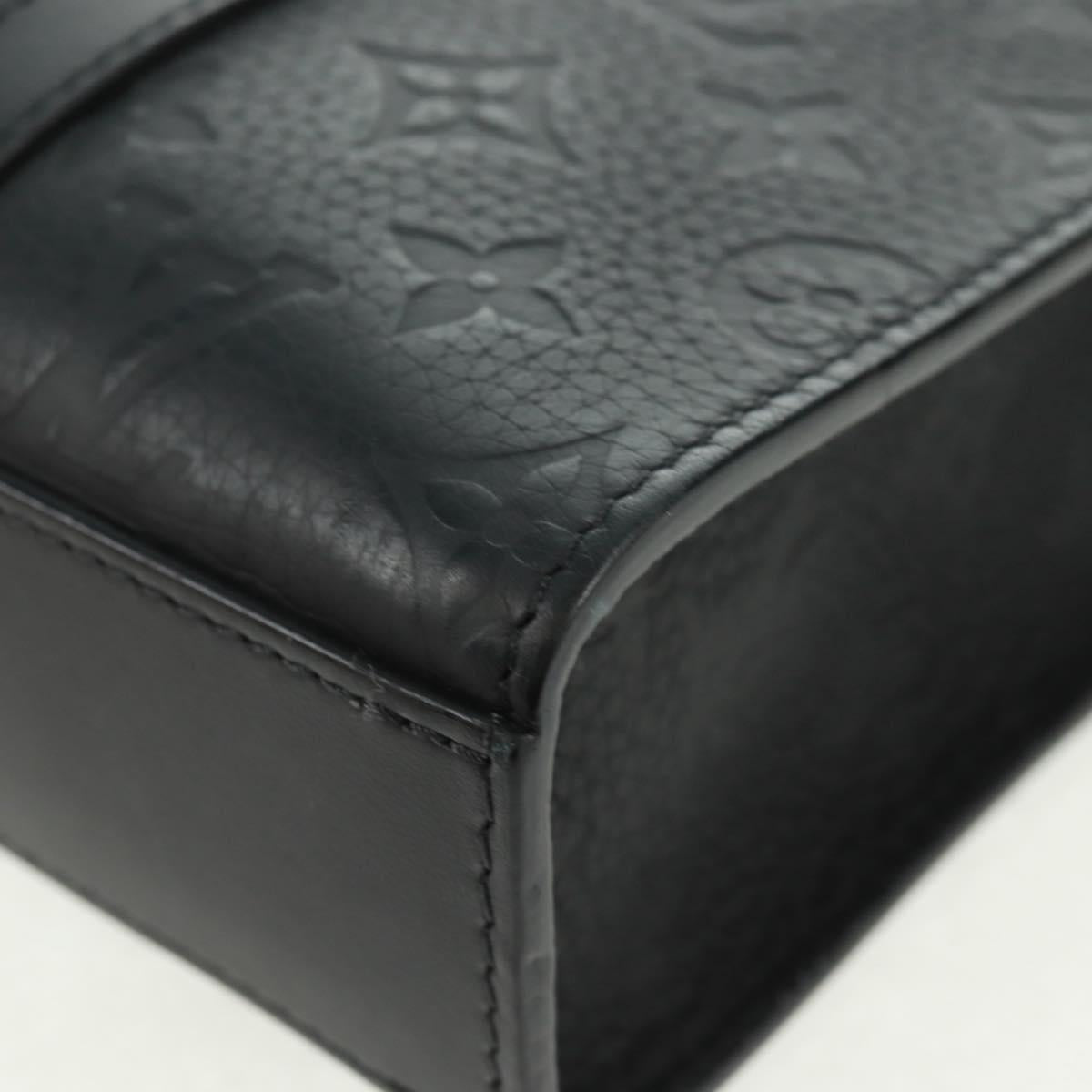 LOUIS VUITTON Taurillon Clemence Sac Plat Cloth Black M21884 Auth ki6418A