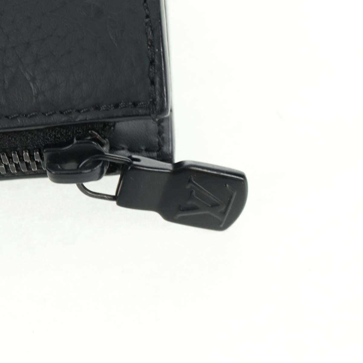 LOUIS VUITTON Taurillon Clemence Sac Plat Cloth Black M21884 Auth ki6418SAM
