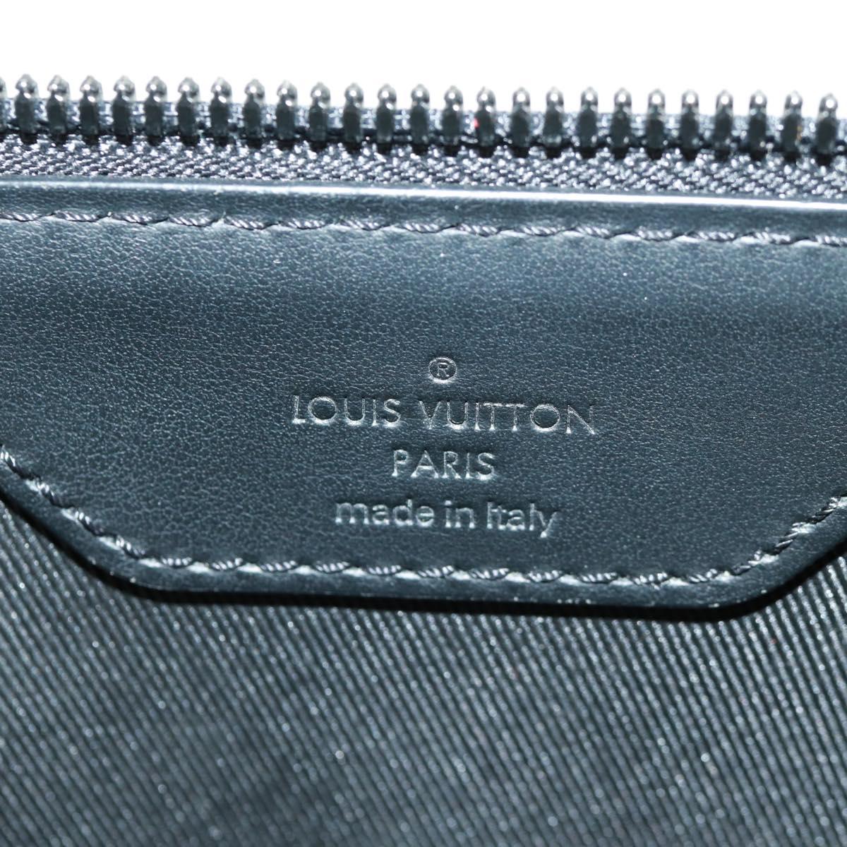 LOUIS VUITTON Taurillon Clemence Sac Plat Cloth Black M21884 Auth ki6418A