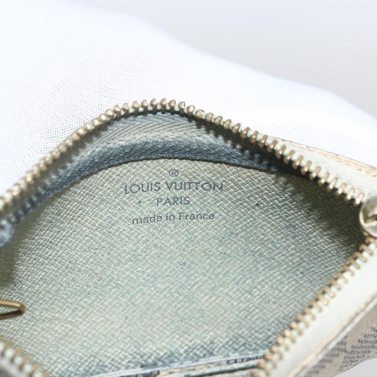 LOUIS VUITTON Damier Azur Pochette Cles Coin Purse N62659 LV Auth ki6422