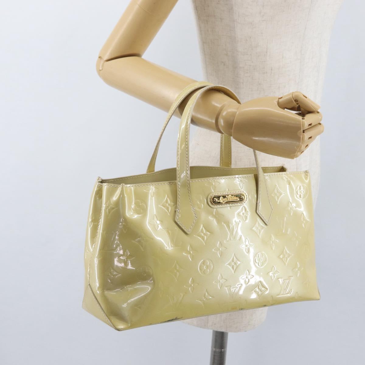 LOUIS VUITTON Monogram Vernis Wilshire PM Hand Bag Broncorail M91452 Auth ki6423