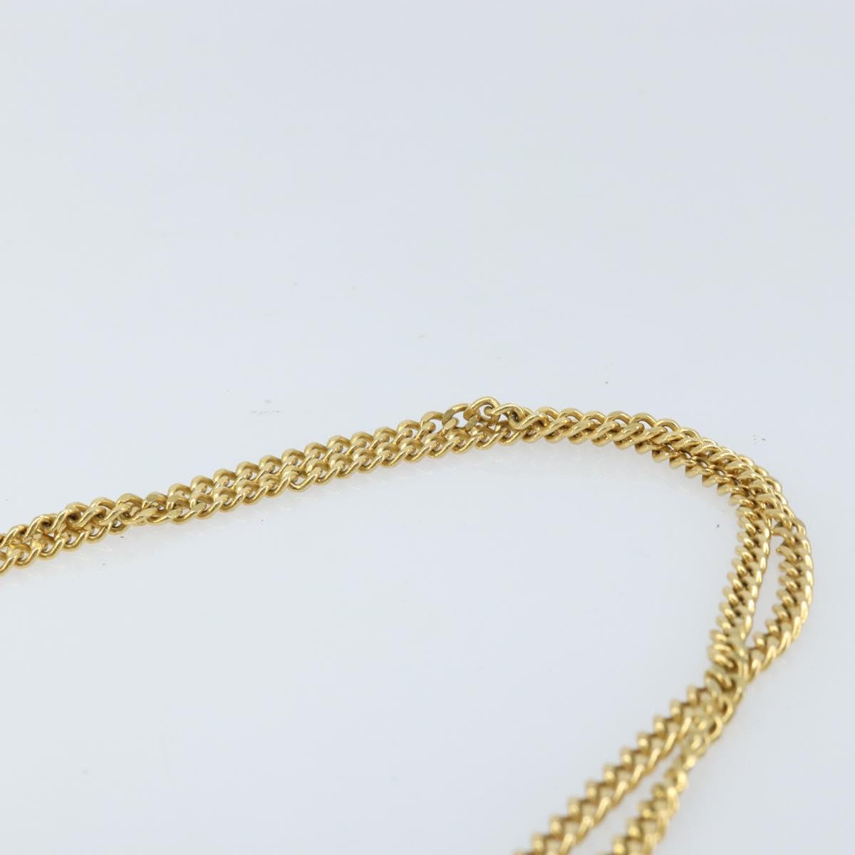 Christian Dior Chain Shoulder Bag Leather Navy Gold Auth ki6425