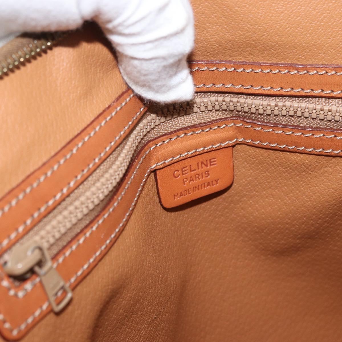CELINE Macadam Canvas Hand Bag PVC Leather 2way Brown Gold Auth ki6435