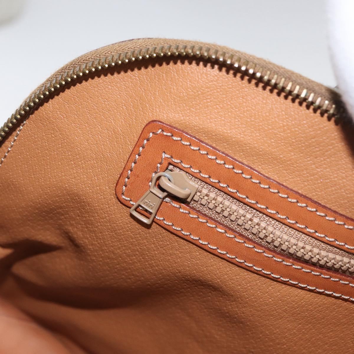 CELINE Macadam Canvas Hand Bag PVC Leather 2way Brown Gold Auth ki6435