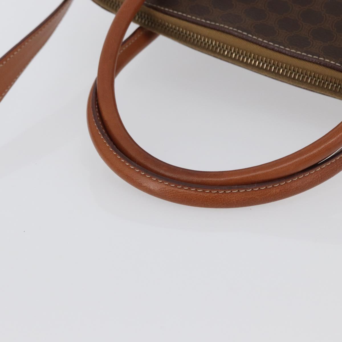 CELINE Macadam Canvas Hand Bag PVC Leather 2way Brown Gold Auth ki6435