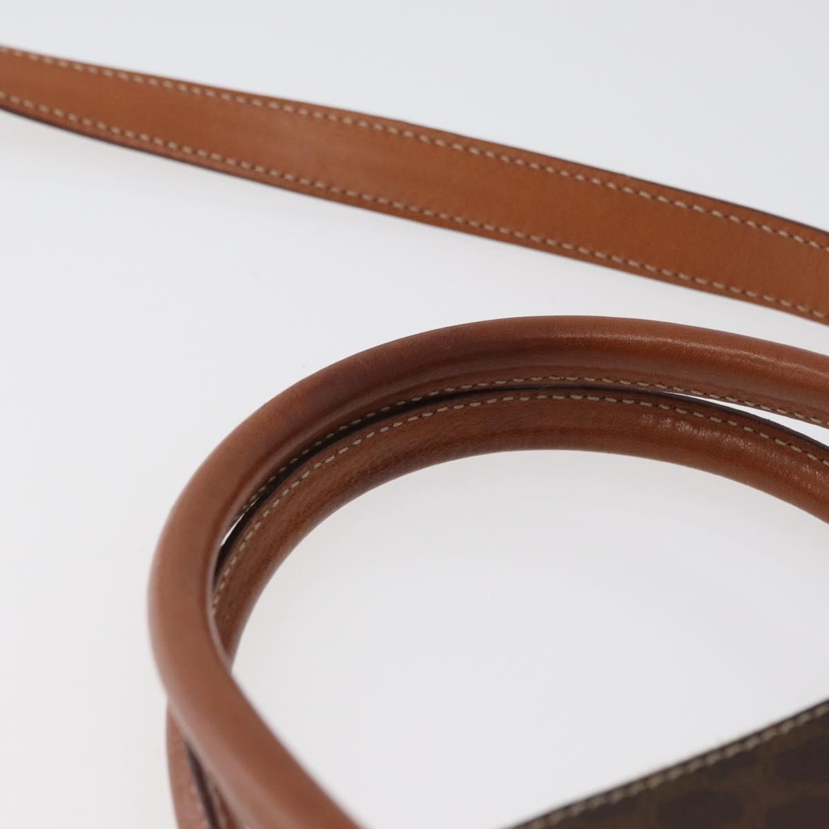 CELINE Macadam Canvas Hand Bag PVC Leather 2way Brown Gold Auth ki6435